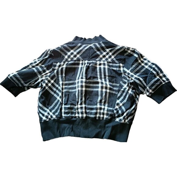 Cato Jacket Size 22/24 Short Sleeve Plaid  Black White  Plaid Cropped Bomber - Picture 2 of 7